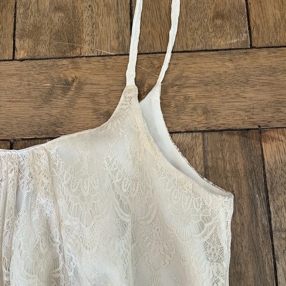 Boho Ivory Lace Mini Dress size Medium - Picture 10 of 12
